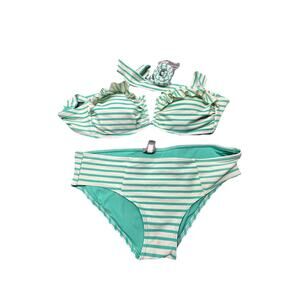 2 piece bikini swimsuit, Hipster , White Green, Strapless Or Straps , S/p